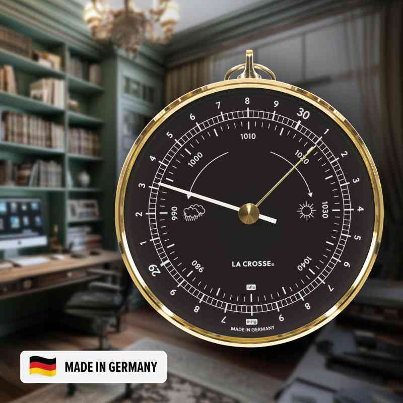 Metal Analog Barometer - Black